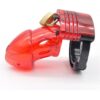 Red Plastic Chastity Cage with Adjustable Base Ring